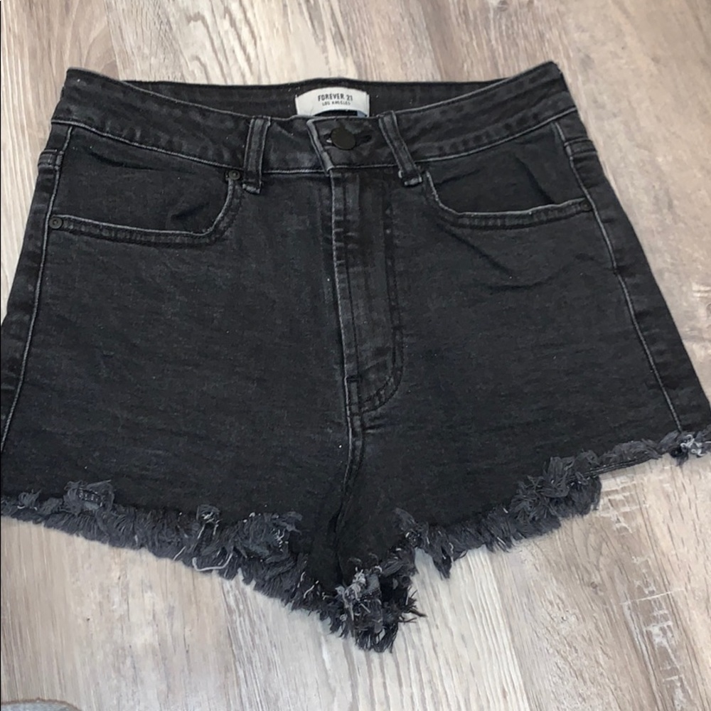 black jean shorts